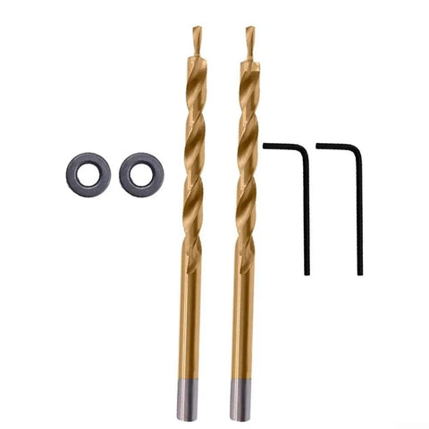 Hss Step Drill Bit Kit With Round Shank For Pocket Hole Jig Guide 9 Or 9 5Mm Wood Punching Tool Perfect For Diy Pros At 175Mm Length, 2 bits, washers, hex keys