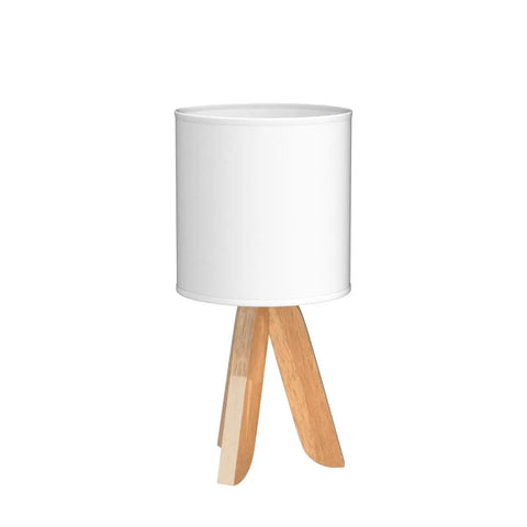 Cozy Kids Table Lamp With Fabric Shade And Wood Tripod Base, Adorable Desk Nightstand Light For Kids Room, Office Or Dorm