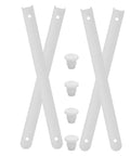 Four-piece Sturdy Stainless Steel Drawer Slide Rail Set with white plastic glides, cabinet sliders, and sliding tracks for desks.