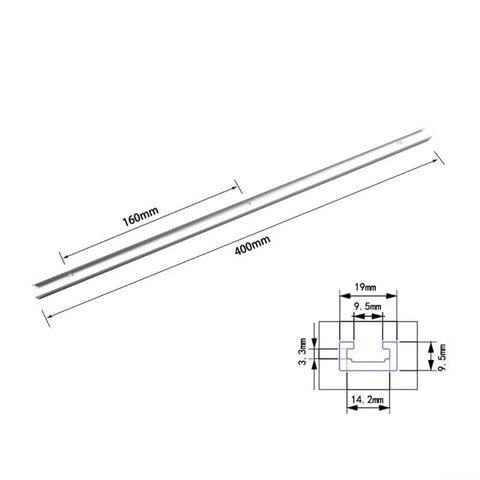 Diagram showing Two Pack 400mm Aluminum T Slot Tracks For Router Table And Woodworking Clamps Miter Slot Jig Fixture