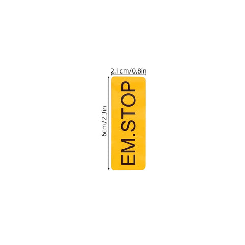 Emergency Stop Label Stickers Set 15 Yellow PVC Decals For Industrial Equipment Panels Weatherproof And Wear Resistant Safety Signs.