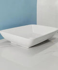 USZWBY Vessel Sinks Modern Minimalist Art Wash Basin Household Large Size Ceramic Above Counter Square Outdoor Bathroom Bowl Sink side view on marble counter