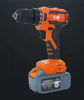 Badass Little Rechargeable Drill Set With Bright LED Light Two Speed Forward Reverse Switches Make Home Jobs A Breeze Compact handheld drill with 18v battery.