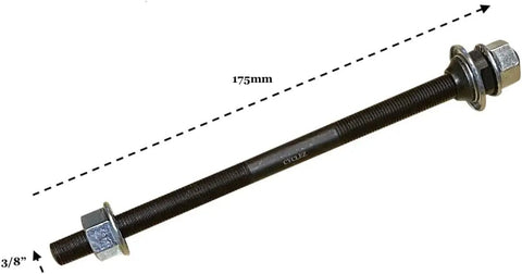 Rear Coaster Hub Axle Replacement Three Eighths Inch By 175mm With Bearings And Grease Guard For Beach Cruisers Lowrider Bikes.