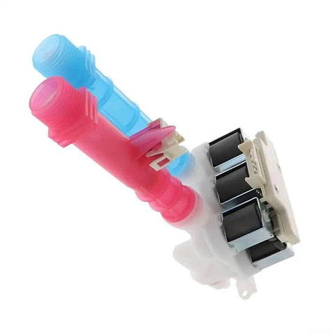 Easy Fit Washing Machine Water Inlet Valve Replacement Part For Most Standard Washers With Universal Fit, Durable Dual Material Valve Assembly That Is Plastic Housing And Metal Components, Simple Installation, red blue valve