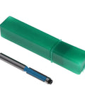 Jinhxofs 6-Piece Heavy Duty Flush Trim Router Bits With Alloy Tipped Cutters For Smooth Milling And Balanced Work On Solid Wood Or Particleboard, includes a router bit and green casing.