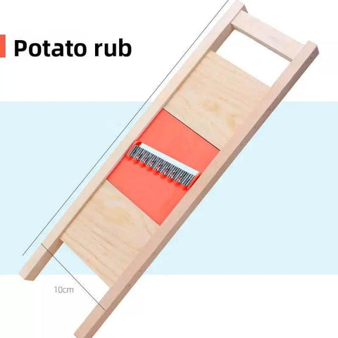 Manual wooden potato and vegetable crinkle cutter with stainless steel blade