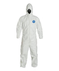 Disposable Protective Coverall With Respirator-Fit Hood And Elastic Cuffs, White, Medium, 6-Pack, Front View