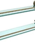 DT 2 Gal Dottingham Double Gallery Rail Glass Shelf 22 Inch Antique Brass Finish with slick 3/8 inch thick tempered glass