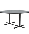 60 Inch Round Pub Table With 29 Inch High, Gray Granite Thermal Fused Laminate Top, Black Cast Iron Base, Made In USA Tops, side view