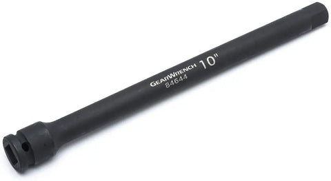 10 inch extension from Beefy Four Piece Half Inch Drive Impact Extension Set for heavy duty projects, chrome moly steel build.