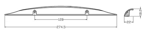 Technical drawing of Swansea Collection 5 1/16-Inch Center-To-Center Matte Black Modern Cabinet And Drawer Finger Pull Handle, side and front view