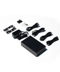 4 Port HDMI 2.0 KVM Switcher With HDCP 2.2, cables and mounting hardware, ideal for connecting four computers.