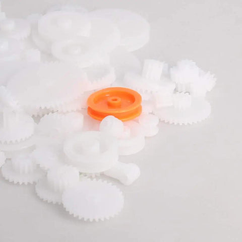64 Type Plastic Gears Kit With Crown Gears Single And Double Reduction Gears Worm Gears Pulleys For DC Motors DIY Model Toys Gear Set