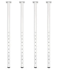 Heavy Duty Adjustable Table Legs 24 To 40 Inch Metal Base With Twist Adjust Leveling Pads Set Of 4 Crisp White, vertical view.