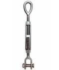 Heavy Duty Drop Forged Jaw Eye Turnbuckle 1 1/4 X 12 Inch 12500 Lbs Capacity Marine 316 Stainless Steel used for rigging loads.