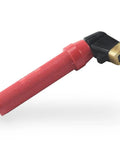 Full Copper Welding Electrode Holder With Elastic Spring And Insulated Grip Direct Embed Clamp in red and black close-up