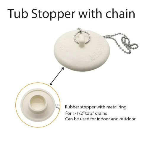 Top Shelf Rubber Tub Stopper With Pull Chain For Bathroom Sink And Shower Drain Cover Fits One Half To Two Inch Kitchen Laundry Plug