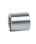 Heavy Duty 304 Stainless Steel Pipe Coupling 1.25 Inch F NPT To F NPT Threaded Connector with a shiny metallic finish.
