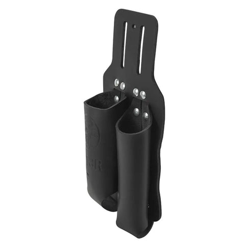 Slotted Leather Pliers And Folding Rule Holder Belt Pouch For 7 To 9 Inch Pliers And 6 Foot Rule, black leather design, riveted