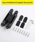 Three Pack Adjustable 180 Degree Silent Concealed Hinge In Black For Wooden Folding Doors with installation accessories