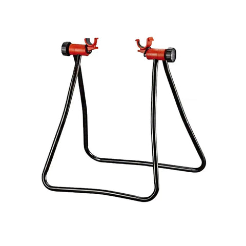 Foldable Aluminum Bike Repair Stand For DIY Home Mechanics, Easy Foldout Legs, Mounts On Rear Hub Axle, front view