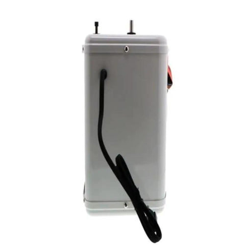 Rear view of AH 1300 Quick And Hot Instant Hot Water Tank, insulated stainless steel, showing wiring and installation features.