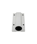Front view of aluminum SC40LUU long-type linear bearing block with four mounting holes for 40mm shaft.