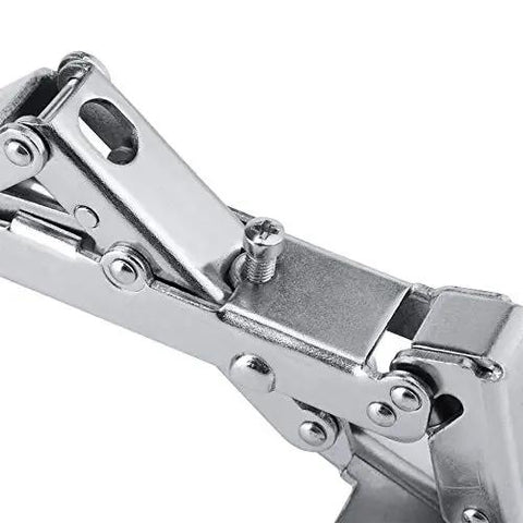 Close-up of 170 Degree Hydraulic Cabinet Door Hinge with Screws for No Slam Soft Close and Slow Close Durable Door Hardware.