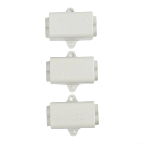 Heavy Duty T Shape Terminal Block Quick Wire Connector 1000V 100A Cable Splitter pack of 3 in white, designed for easy wire branching.