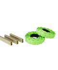 Heavy Duty One Eight Gauge Cap Staples For Pneumatic Staplers In A Killer Two Thousand Pack, showing green caps and metal staples.