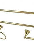 Heritage 3-Piece 24-Inch Dual Towel Bar Bathroom Accessory Set in Brushed Brass with Towel Ring and Toilet Paper Holder Classic Traditional Bath Decor Premium Brass Construction No-Fuss All-In-One Bath Hardware