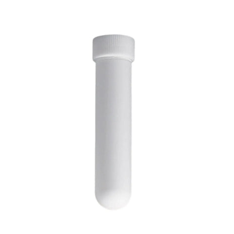 Top Shelf Heavy Duty PTFE Centrifuge Test Tubes 35ml Featuring Slick Screw Cap Design Pro Grade Chemical Resistance Lab Vials in white.