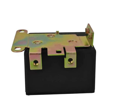 Adjustable Potential Relay With 30A At 110 To 270 VAC for 3 and 5 terminal systems, metal contacts, black casing, side view.