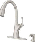 Masey Touchless Kitchen Faucet With Pull Down Sprayer And Soap Dispenser Single Handle High Arc NSF Certified Spot Defense Stainless Steel Finish