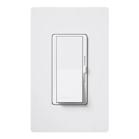 Diva Dimmer Switch For Incandescent And Halogen Bulbs 600 Watt Single Pole DV 600P WH White Finish front view