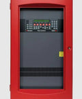 4010 Es Idnet Addressable Fire Alarm Base Station 2 Bay Red 120V Straight Up Fire Safety Gear with control panel view.