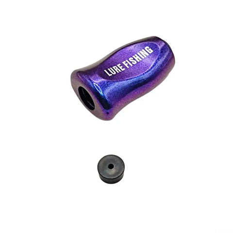 Upgrade Your Baitcasting Reel With These Sleek ABS Fishing Knob Handles For Ultra Lightweight Casting And Smooth Retrieval On Carbon Fiber Rocker Handles In Silver Finish. Purple ABS fishing knob handle and black blockage piece for baitcasting reel, universal fit