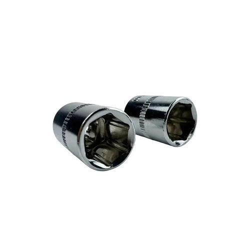 Chrome sockets from Twelve Piece Wrench Socket Set With One Quarter Inch, Three Eighths Inch, And Half Inch Sockets, Extension Rods, Ratchet