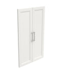 Pair Of Wood Closet Organizer Doors In Taupe Shaker Style With Satin Nickel Handles Add On For Modular Storage Shelf Units Concealed Storage Solution