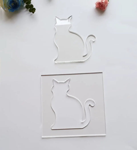 Clear Acrylic Cat Paw Router Template For Woodworking Solid 1/4 Inch Thick Jig For Resin Epoxy Inlay Crafts, two cat shapes.