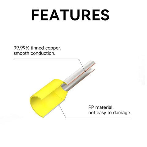 Premium Wire Ferrules Set 500 Pieces 250 Pairs Copper Barrel Pin Terminals Red And Black Nylon Insulated Ferrules illustration