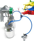 Professional Pneumatic Spray Gun With Dual 1.3 Mm Nozzle And Pressure Feed System Delivers Hella Smooth Finish with paint flow.