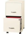 18-Inch Metal Mobile Filing Cabinet With 2 Drawers Pearl White Finish Lockable Smooth-Glide Suspension Compact Under-Desk Setup For Your Home Office Keeps Letter-Sized Hanging Files In Check On The Go