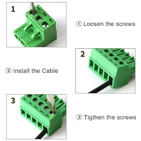 Two Pack Eight Pin Three Point Five Millimeter Pitch Screw Terminal Block Connector Plug installation steps diagram