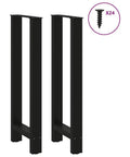 Adjustable Metal Table Legs Pack Of Two Sturdy Steel Bases with Self Leveling Floor Savers, black tubular design.