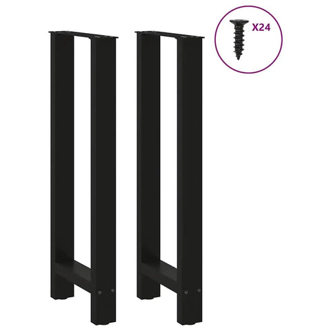 Adjustable Metal Table Legs Pack Of Two Sturdy Steel Bases with Self Leveling Floor Savers, black tubular design.