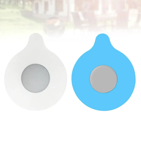 2pcs Silicone Tub Stopper Drain Plug Cover Strong Suction Seal in white and blue, soft silicone for bathtub and kitchen use.