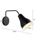 Modern Iron Shade Angle Adjustable Wall Sconces Comes with Switch Easy Wall Light for Study Bedroom Living Room Wall Lighting Fixture Modern Chandeliers (Black) with dimensions 15in height 23cm, shade 14cm.