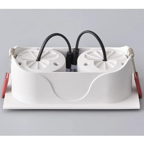 Slick Double Head LED Recessed Lighting Set Of 6 Retrofit Can Lights Adjustable COB Downlights wiring component detail.